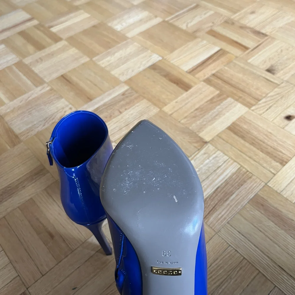 Blue Patent Leather Ankle Boots - Picture 6 of 8